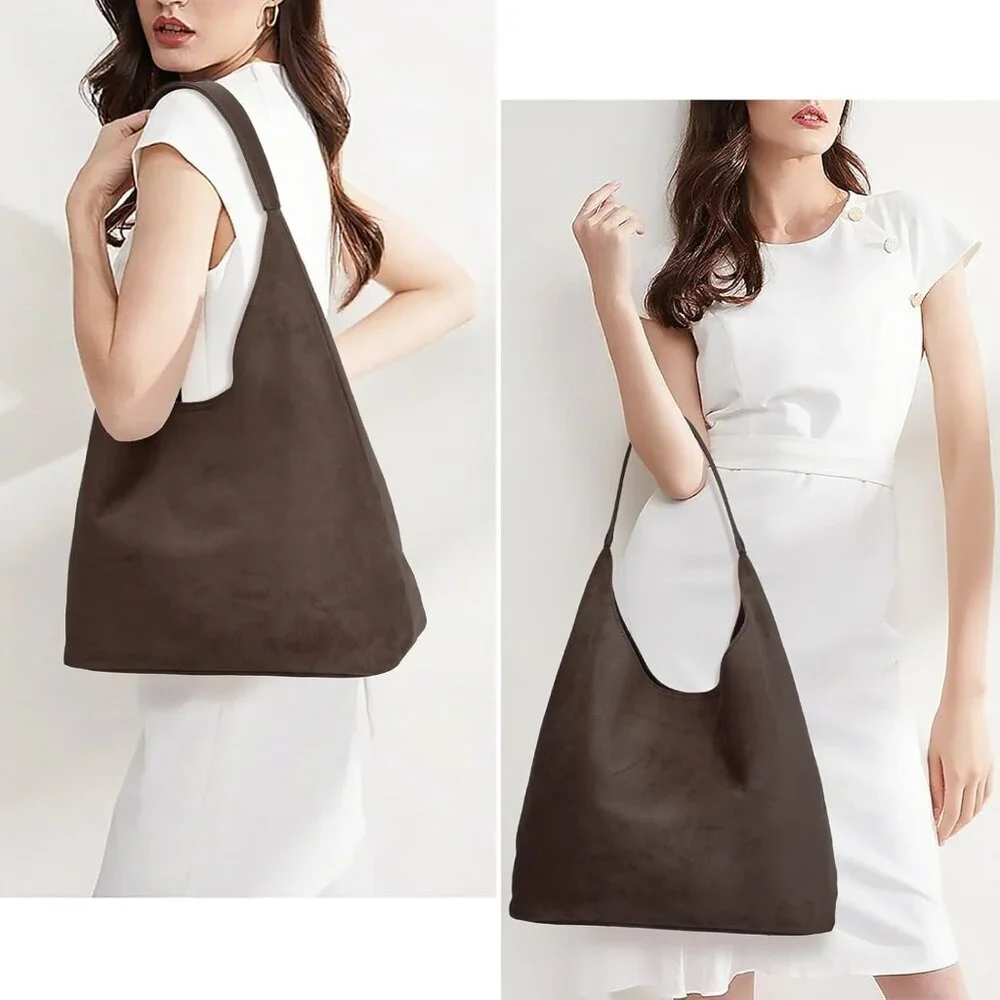 Elegant Suede Hobo Tote Bag for Women - Spacious & Stylish Everyday Essential